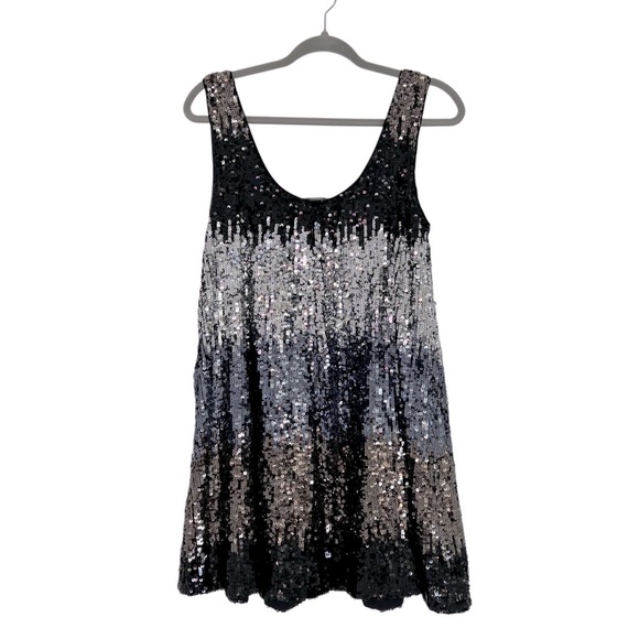 French Connection Dress Estari Sequin Ombre Sleeveless Swing evening event M - Picture 3 of 13